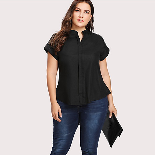 2019 New Arrival Plus Size Tops Women's Plus Size Slim Shirt - Solid Colored Patchwork Shirt Collar Black XXXL Femme
2019 New Arrival Plus Size Tops Women's Plus Size Slim Shirt - Solid Colored Patchwork Shirt Collar Black XXXL Femme