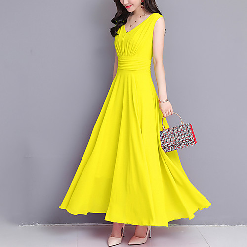 Women's Going out Beach Boho Street chic Maxi Sheath Swing Dress - Solid Colored Ruched V Neck Summer Yellow Fuchsia Wine XL XXL XXXL
Women's Going out Beach Boho Street chic Maxi Sheath Swing Dress - Solid Colored Ruched V Neck Summer Yellow Fuchsia Wine XL XXL XXXL