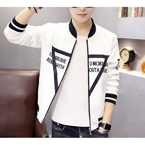 Men's Daily Basic Fall Regular Jacket, Solid Colored / Geometric Stand Long Sleeve Polyester Black / Dark Gray / Beige
Men's Daily Basic Fall Regular Jacket, Solid Colored / Geometric Stand Long Sleeve Polyester Black / Dark Gray / Beige