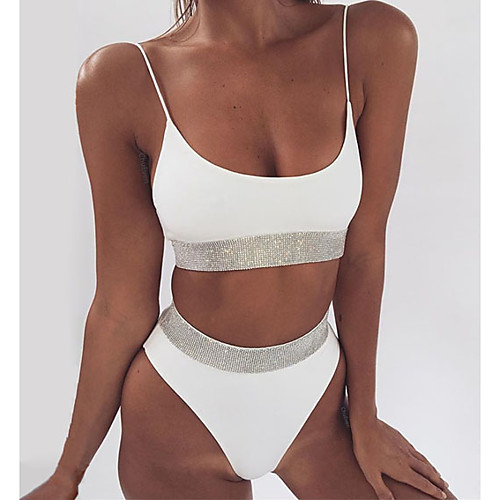 Жен. Классический Погруженный декольте Белый Черный Красный Без лямок Стринги Бикини Купальники - Однотонный Открытая спина S M L Белый / Сексуальные платья 
Жен. Классический Погруженный декольте Белый Черный Красный Без лямок Стринги Бикини Купальники - Однотонный Открытая спина S M L Белый / Сексуальные платья