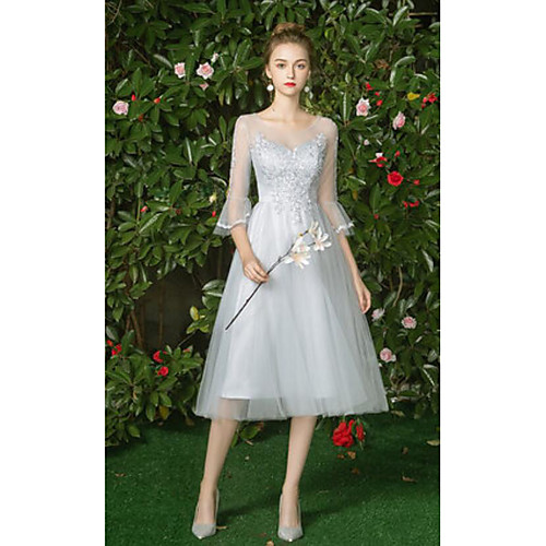 A-Line Scoop Neck Long Length Tulle Bridesmaid Dress with Lace by LAN TING Express
A-Line Scoop Neck Long Length Tulle Bridesmaid Dress with Lace by LAN TING Express