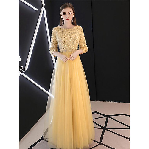 A-Line Jewel Neck Maxi Tulle Bridesmaid Dress with Crystals by LAN TING Express 
A-Line Jewel Neck Maxi Tulle Bridesmaid Dress with Crystals by LAN TING Express