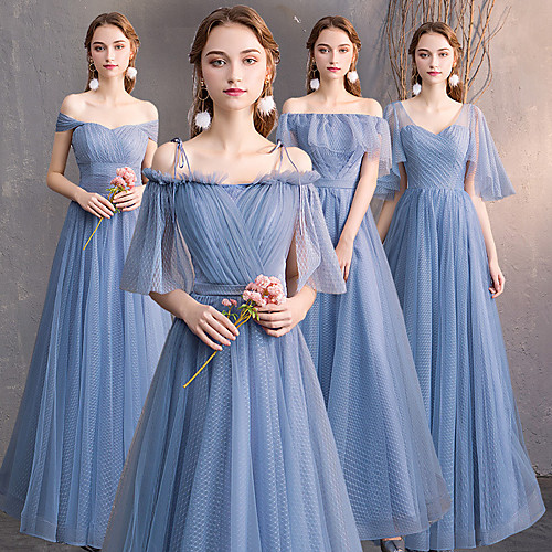 A-Line Off Shoulder Floor Length Tulle Bridesmaid Dress with Bandage by LAN TING Express / Open Back
A-Line Off Shoulder Floor Length Tulle Bridesmaid Dress with Bandage by LAN TING Express / Open Back