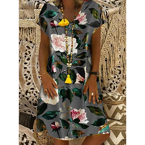 Women's Basic Slim Shift Dress - Floral Print Deep U White Navy Blue Gray S M L XL
Women's Basic Slim Shift Dress - Floral Print Deep U White Navy Blue Gray S M L XL