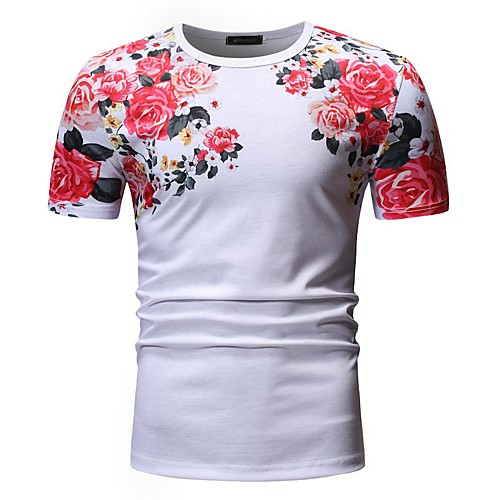 Men's EU / US Size Cotton T-shirt - Floral Patchwork / Print Round Neck White
Men's EU / US Size Cotton T-shirt - Floral Patchwork / Print Round Neck White