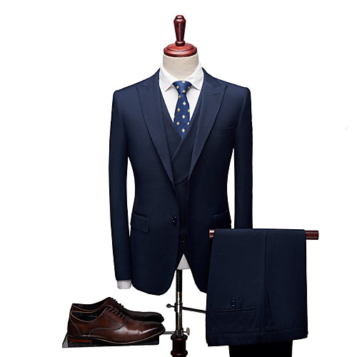 Deep Blue Solid Colored Tailored Fit Polyester Suit - Notch Single Breasted Two-buttons / Suits
Deep Blue Solid Colored Tailored Fit Polyester Suit - Notch Single Breasted Two-buttons / Suits