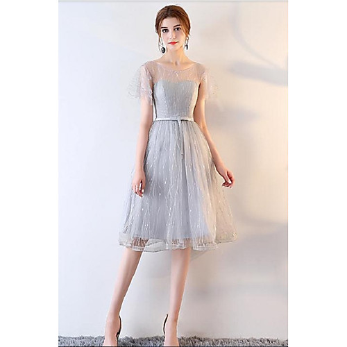 A-Line Scoop Neck Long Length / Midi Tulle Bridesmaid Dress with Sash / Ribbon by LAN TING Express
A-Line Scoop Neck Long Length / Midi Tulle Bridesmaid Dress with Sash / Ribbon by LAN TING Express