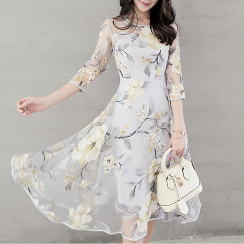 Fashion Floral Dresses Women's Sophisticated Elegant Chiffon Dress - Geometric Pleated Print White Gray Yellow L XL XXL
Fashion Floral Dresses Women's Sophisticated Elegant Chiffon Dress - Geometric Pleated Print White Gray Yellow L XL XXL