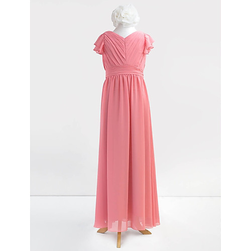 A-Line V Neck Ankle Length Chiffon Junior Bridesmaid Dress with Pleats by LAN TING BRIDE
A-Line V Neck Ankle Length Chiffon Junior Bridesmaid Dress with Pleats by LAN TING BRIDE