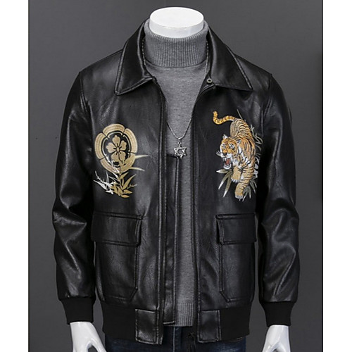 Men's Daily Spring EU / US Size Regular Leather Jacket, Geometric Turndown Long Sleeve Faux Leather Black
Men's Daily Spring EU / US Size Regular Leather Jacket, Geometric Turndown Long Sleeve Faux Leather Black