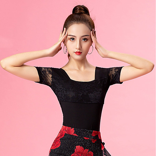Ballroom Dance Tops Women's Performance Ice Silk Lace / Ruching Short Sleeve Top
Ballroom Dance Tops Women's Performance Ice Silk Lace / Ruching Short Sleeve Top