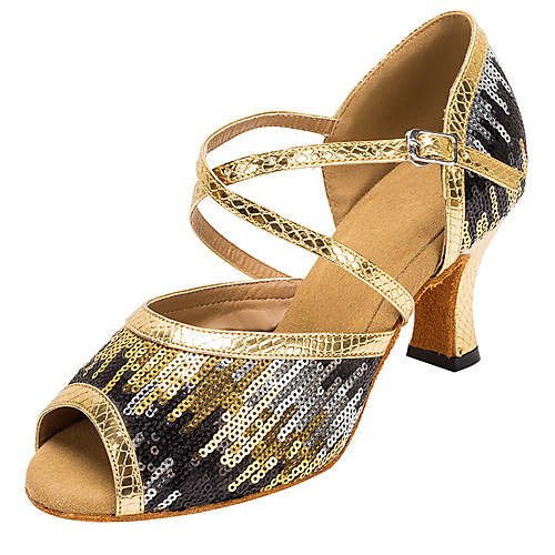 Women's Dance Shoes PU Latin Shoes Buckle / Paillette Heel Thick Heel Customizable Black / Gold
Women's Dance Shoes PU Latin Shoes Buckle / Paillette Heel Thick Heel Customizable Black / Gold