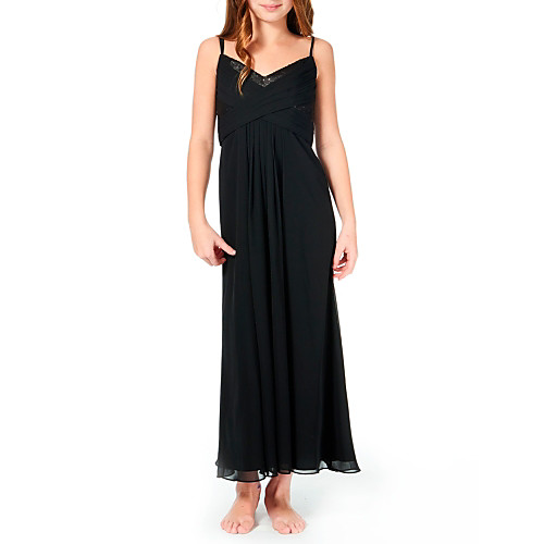 Sheath / Column Spaghetti Strap Ankle Length Chiffon Junior Bridesmaid Dress with Pleats by LAN TING BRIDE
Sheath / Column Spaghetti Strap Ankle Length Chiffon Junior Bridesmaid Dress with Pleats by LAN TING BRIDE