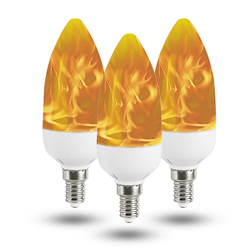

3 W Круглые LED лампы LED лампы в форме свечи 150 lm E14 T 40 Светодиодные бусины SMD 2835 Декоративная Новогоднее украшение для свадьбы Пламя мерцания Теплый Желтый 85-265 V, 3шт / RoHs / FCC