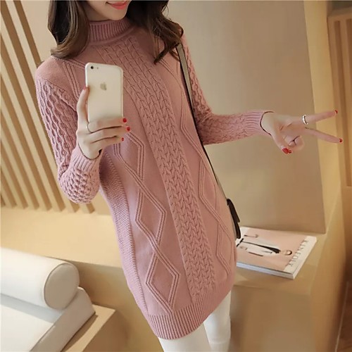 Women's Solid Colored Long Sleeve Pullover Sweater Jumper, High Neck Spring / Fall Blushing Pink / Beige / Gray One-Size
Women's Solid Colored Long Sleeve Pullover Sweater Jumper, High Neck Spring / Fall Blushing Pink / Beige / Gray One-Size