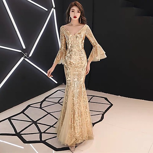 Mermaid / Trumpet Plunging Neck Floor Length Sequined Prom / Formal Evening Dress with Sequin by LAN TING Express
Mermaid / Trumpet Plunging Neck Floor Length Sequined Prom / Formal Evening Dress with Sequin by LAN TING Express