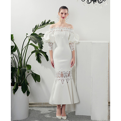 Mermaid / Trumpet Off Shoulder Ankle Length Lace / Jersey Formal Evening Dress with Lace Insert by LAN TING Express / Puff / Balloon Sleeve
Mermaid / Trumpet Off Shoulder Ankle Length Lace / Jersey Formal Evening Dress with Lace Insert by LAN TING Express / Puff / Balloon Sleeve