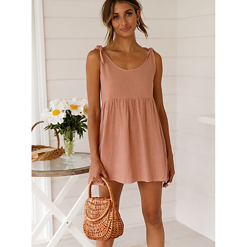 Women's Boho Swing Dress - Solid Colored Backless Pleated Lace up Blushing Pink M L XL
Women's Boho Swing Dress - Solid Colored Backless Pleated Lace up Blushing Pink M L XL