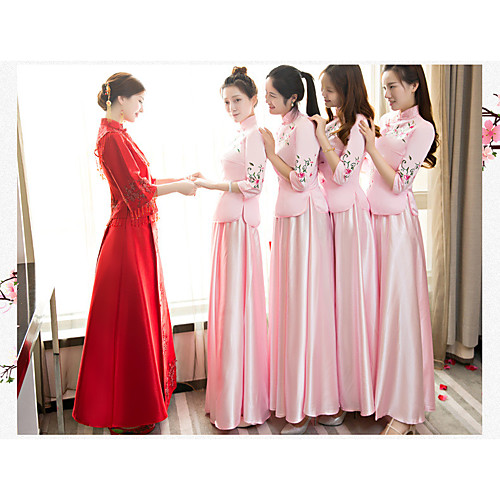 A-Line High Neck Floor Length Satin Bridesmaid Dress with Embroidery by LAN TING Express
A-Line High Neck Floor Length Satin Bridesmaid Dress with Embroidery by LAN TING Express