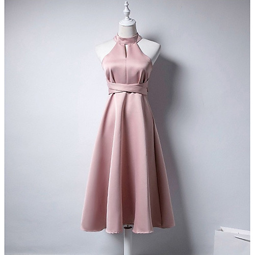 A-Line Jewel Neck Tea Length Satin Bridesmaid Dress with Sash / Ribbon by LAN TING Express
A-Line Jewel Neck Tea Length Satin Bridesmaid Dress with Sash / Ribbon by LAN TING Express
