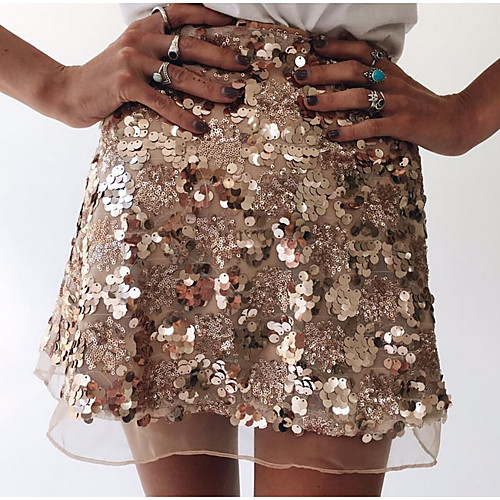 Women's Street chic Mini A Line Skirts - Solid Colored Sequins Gold Silver M L XL
Women's Street chic Mini A Line Skirts - Solid Colored Sequins Gold Silver M L XL