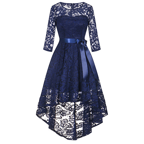 Casual Dress A-Line Jewel Neck Ankle Length / Asymmetrical Lace Dress with Sash / Ribbon by LAN TING Express
Casual Dress A-Line Jewel Neck Ankle Length / Asymmetrical Lace Dress with Sash / Ribbon by LAN TING Express