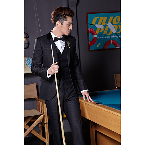 Black Striped Standard Fit Cotton / Polyester Suit - Notch Single Breasted Two-buttons / Suits
Black Striped Standard Fit Cotton / Polyester Suit - Notch Single Breasted Two-buttons / Suits