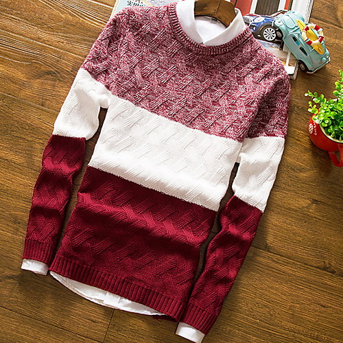 Men's Color Block Long Sleeve Pullover Sweater Jumper, Round Neck Black / Wine / Navy Blue M / L / XL
Men's Color Block Long Sleeve Pullover Sweater Jumper, Round Neck Black / Wine / Navy Blue M / L / XL