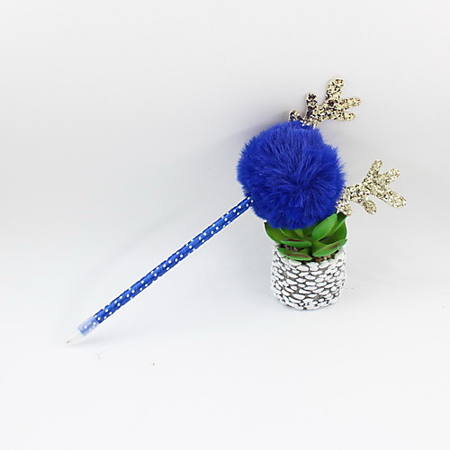 

Christmas Plastic Antlers Hair Ball Blue Pencil Lead Ballpoint Craft Gifts For Children Learning Office Stationery