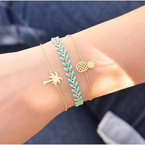 3pcs Women's Layered Pendant Bracelet Pineapple Coconut Tree European Trendy Casual / Sporty Fashion Bracelet Jewelry Gold For Daily Street Holiday Work
3pcs Women's Layered Pendant Bracelet Pineapple Coconut Tree European Trendy Casual / Sporty Fashion Bracelet Jewelry Gold For Daily Street Holiday Work