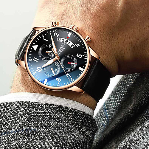 Men's Dress Watch Quartz Leather Black / Brown 30 m Chronograph Creative New Design Analog Casual Minimalist - Black / Blue Black / Silver Black / Rose Gold Two Years Battery Life
Men's Dress Watch Quartz Leather Black / Brown 30 m Chronograph Creative New Design Analog Casual Minimalist - Black / Blue Black / Silver Black / Rose Gold Two Years Battery Life