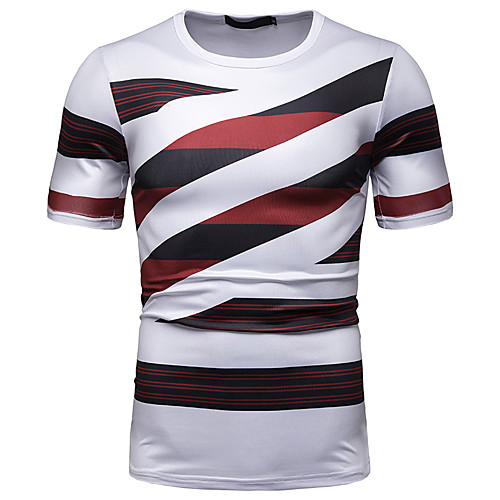 Men's EU / US Size Cotton T-shirt - Striped / Color Block / Graphic Patchwork / Print Round Neck Red L
Men's EU / US Size Cotton T-shirt - Striped / Color Block / Graphic Patchwork / Print Round Neck Red L