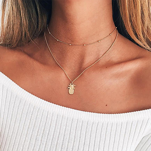 Women's Layered Pendant Necklace Layered Necklace Gold Plated Pineapple Classic Bohemian Fashion Cool Lovely Gold Silver 40 cm Necklace Jewelry 1pc For Daily Holiday
Women's Layered Pendant Necklace Layered Necklace Gold Plated Pineapple Classic Bohemian Fashion Cool Lovely Gold Silver 40 cm Necklace Jewelry 1pc For Daily Holiday