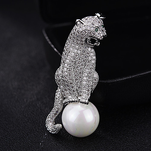 

Women's AAA Cubic Zirconia Brooches Pearl Brooch Jewelry Silver For Christmas Wedding Gift Daily Street