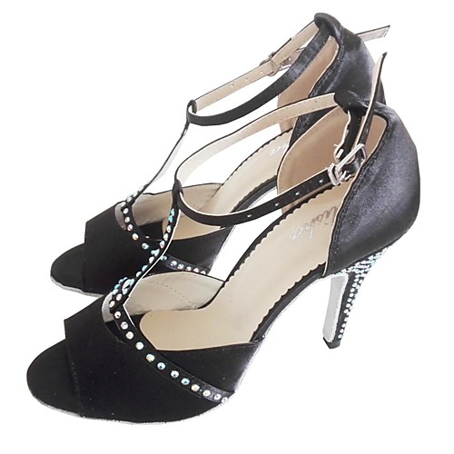 Women's Dance Shoes Satin Latin Shoes Crystal / Rhinestone Heel Slim High Heel Customizable Black
Women's Dance Shoes Satin Latin Shoes Crystal / Rhinestone Heel Slim High Heel Customizable Black
