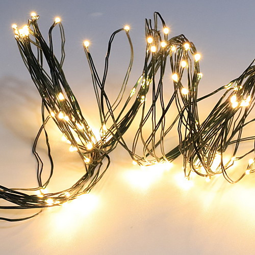 

5m String Lights 50 LEDs Warm White Decorative AA Batteries Powered 2pcs