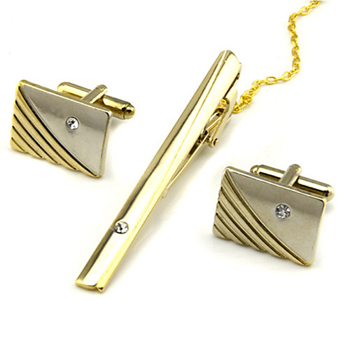 

Cuboid Silver / Golden Cufflinks / Tie Clips Imitation Diamond / Alloy Formal Men's Costume Jewelry For Daily / Work