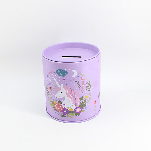

2019 New Fashion Tinplate Unicorn Pattern Pen Holders & Cases / Coin Banks For Multi Function Desktop Organizers & Office Supplies