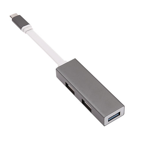 Silver/Grey 4 Ports Type-C To USB3.0 USB-C USB C HUB Splitter Power Adapter Dong
Silver/Grey 4 Ports Type-C To USB3.0 USB-C USB C HUB Splitter Power Adapter Dong
