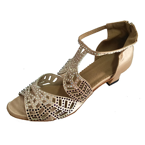 Women's Dance Shoes Satin Latin Shoes Crystals Heel Thick Heel Customizable Beige
Women's Dance Shoes Satin Latin Shoes Crystals Heel Thick Heel Customizable Beige