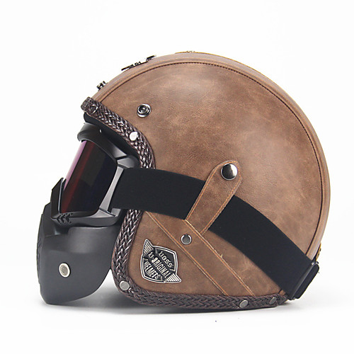 Unisex PU Leather Helmets 3/4 Motorcycle Chopper Bike Helmet Open Face Vintage Motorcycle Helmet with Goggle Mask
Unisex PU Leather Helmets 3/4 Motorcycle Chopper Bike Helmet Open Face Vintage Motorcycle Helmet with Goggle Mask