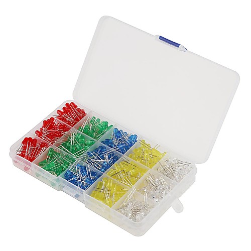 

500pcs 5mm led diode light assorted kit diy set white yellow red green blue