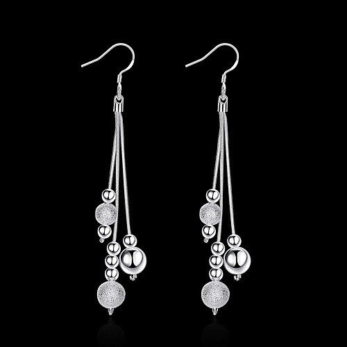 Women's Tassel Drop Earrings Silver Plated Earrings Ball Stylish Simple Jewelry Silver For Daily Work 1 Pair
Women's Tassel Drop Earrings Silver Plated Earrings Ball Stylish Simple Jewelry Silver For Daily Work 1 Pair