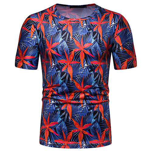 Men's EU / US Size Cotton T-shirt - Floral / Color Block / Graphic Patchwork / Print Round Neck Blue L
Men's EU / US Size Cotton T-shirt - Floral / Color Block / Graphic Patchwork / Print Round Neck Blue L