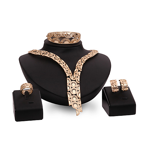 Women's Cut Out Jewelry Set Gold Plated Precious Stylish, Classic Include Bracelet Bangles Stud Earrings Bridal Jewelry Sets Y Necklace Open Ring Gold For Wedding Party
Women's Cut Out Jewelry Set Gold Plated Precious Stylish, Classic Include Bracelet Bangles Stud Earrings Bridal Jewelry Sets Y Necklace Open Ring Gold For Wedding Party