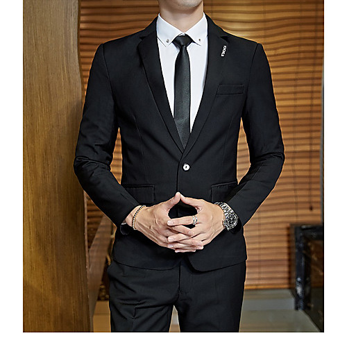 Black Solid Colored Tailored Fit Polyester Suit - Notch Single Breasted One-button
Black Solid Colored Tailored Fit Polyester Suit - Notch Single Breasted One-button