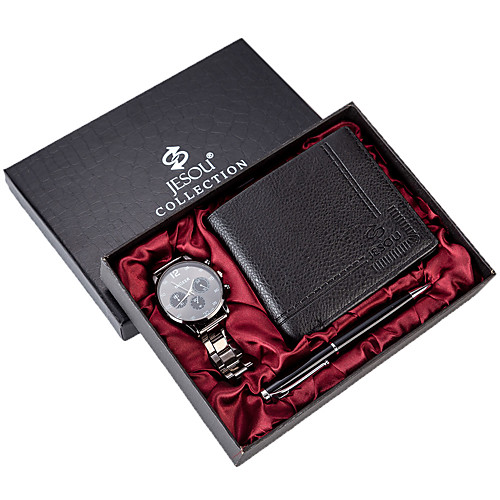 Men's Steel Band Watches Quartz Gift Set Silver 30 m Chronograph Creative New Design Analog Classic Casual - Black Two Years Battery Life / Large Dial
Men's Steel Band Watches Quartz Gift Set Silver 30 m Chronograph Creative New Design Analog Classic Casual - Black Two Years Battery Life / Large Dial
