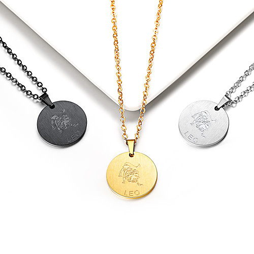 

Women's Coin Pendant Necklace Necklace Charm Necklace 18K Gold Plated Titanium Steel Leo Gemini Simple Trendy Fashion Gold Black Silver 55 cm Necklace Jewelry 1pc For Graduation Gift Daily School