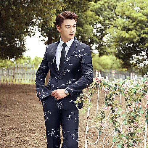 Dark Navy Patterned Tailored Fit Polyester Suit - Notch Single Breasted One-button
Dark Navy Patterned Tailored Fit Polyester Suit - Notch Single Breasted One-button
