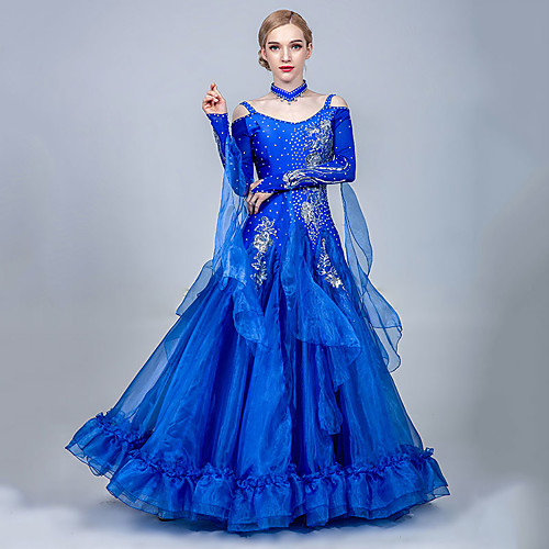 Ballroom Dance Dresses Women's Training / Performance Tulle / Ice Silk Embroidery / Split Joint / Crystals / Rhinestones Long Sleeve Dress
Ballroom Dance Dresses Women's Training / Performance Tulle / Ice Silk Embroidery / Split Joint / Crystals / Rhinestones Long Sleeve Dress